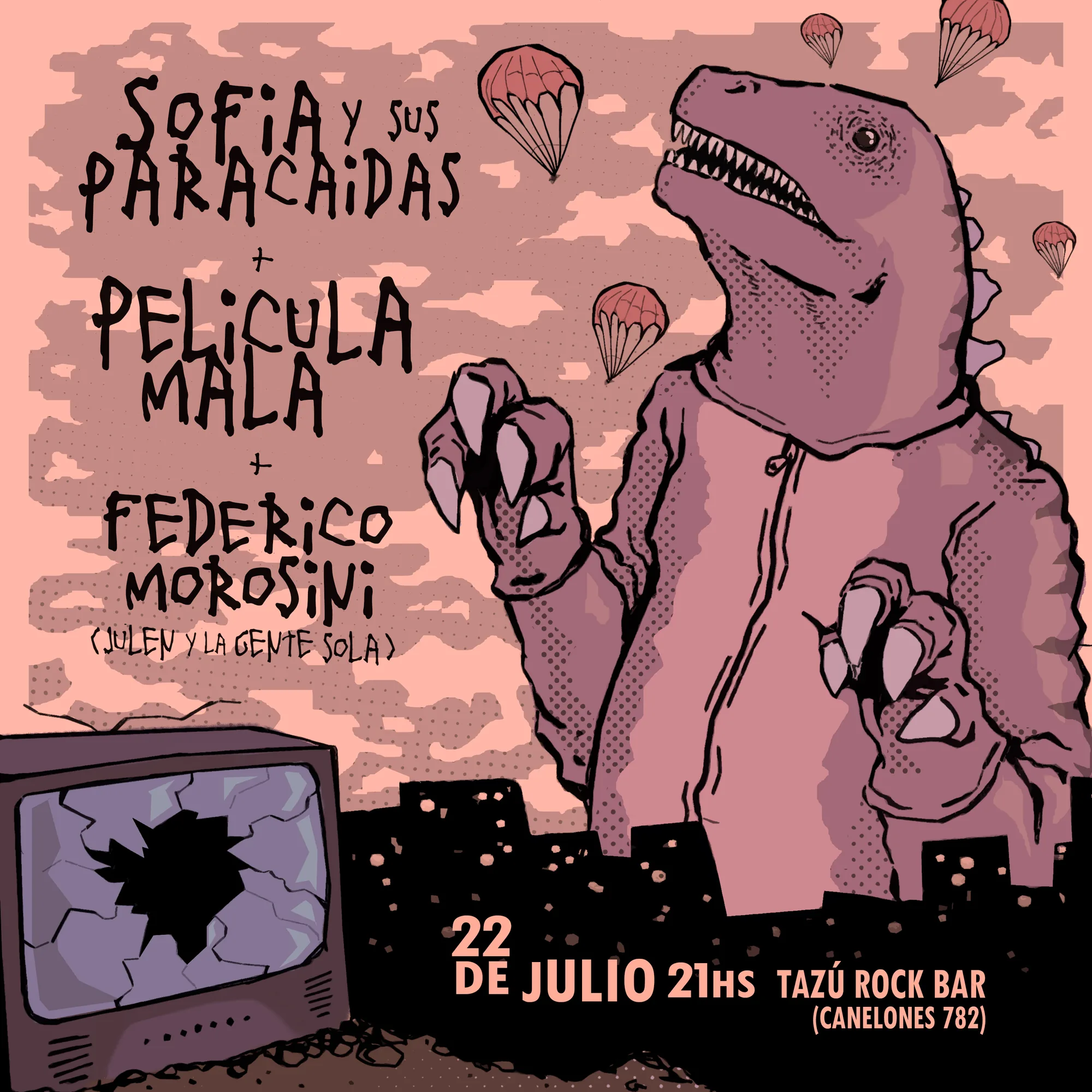 Los Paracaidas Pelimala Fede — Afiche